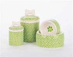 Pet Stop Store Green Trellis Dog Bowls & Treat Jars Collection Kitchen Accessories