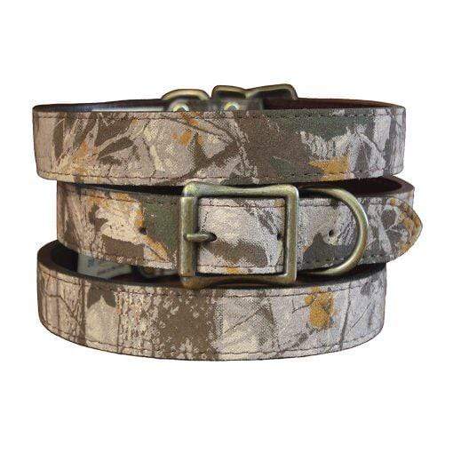 Camouflage Leather Dog Collars in Pink & Gray