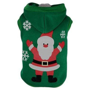 Pet Stop Store LED Green Hands-Up Santa Claus Dog Hoodie