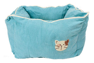 Pet Stop Store Light Blue Comfy Cozy Square Suede & Cotton Cat Bed Avail in 5 Colors