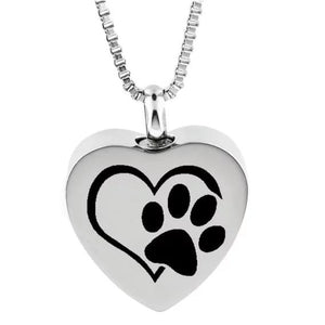 Pet Stop Store Love Paw / Pendant With chain Stainless Steel Love Heart Memorial Unisex Necklace