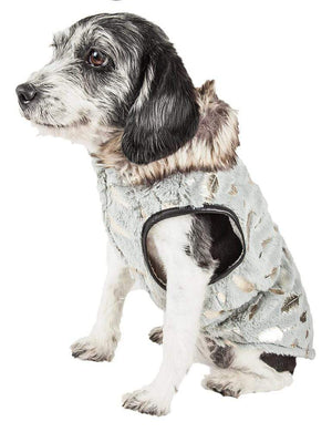 Pet Stop Store LUXE 'Gold-Wagger' Gold-Leaf Designer Fur Dog Jacket
