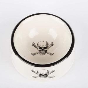Pet Stop Store medium round dish Skull & Crossbones Dog Bowls and Treat Jars Collection