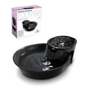 Pet Stop Store Modern Large Black Ceramic Drinking Fountain for Pets