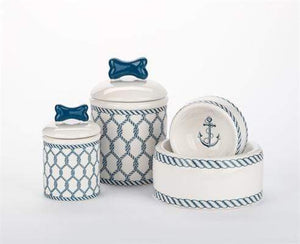 Pet Stop Store Nautical Dog Bowls and Treat Jars Kitchen Accessories