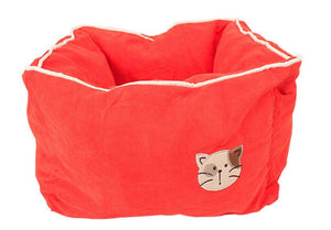 Pet Stop Store Orange Red Comfy Cozy Square Suede & Cotton Cat Bed Avail in 5 Colors
