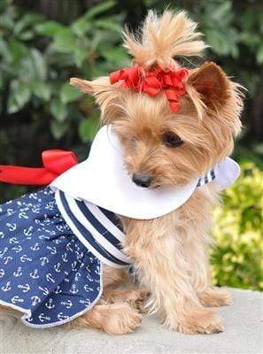 Pet Stop Store Patriotic Nautica Red, White & Blue Dog Dress w/ Leash & D-Ring