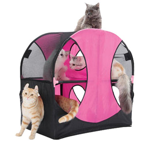 Pet Stop Store Pink Black Kitty-Play Obstacle Travel Cat House