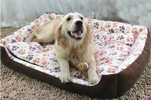 Pet Stop Store Pink & Brown Corduroy Paw Printed Dog Bed All Sizes Available