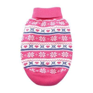 Pet Stop Store Pink Snowflake & Hearts Dog Sweater