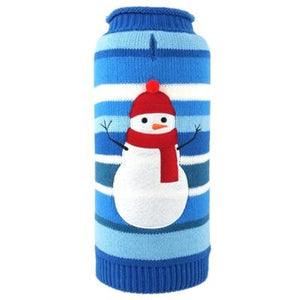 Pet Stop Store Playful Blue & White Snowman Roll Neck Dog Sweater