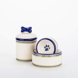 Pet Stop Store Preppy Blue Stripe Dog Bowls & Treat Jars Collection
