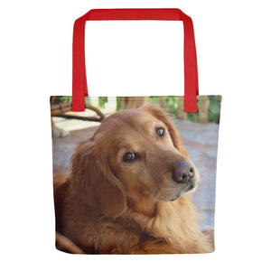 Pet Stop Store Red Porch Golden Retriever Tote Bag