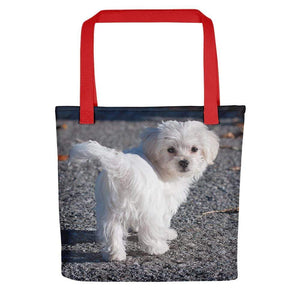 Pet Stop Store Red Cute Cuddly Maltese Tote Bag