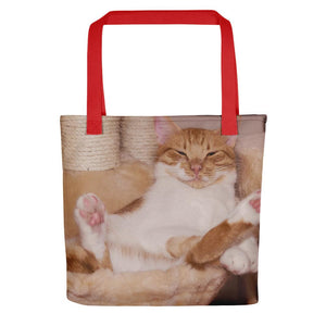 Pet Stop Store Red Lazy Fat Cat Tote Bag
