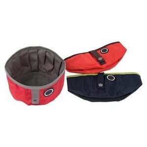 Pet Stop Store Red Modern Nylon Trek Round Portable Pet Bowl Available in 3 Colors