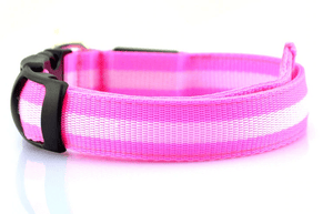 Pet Stop Store S (22-40cm) Pink Reflective LED Safety Dog Collars