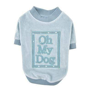 Pet Stop Store s blue Warm & Cozy Baby Blue & Pink Oh My Dog Tee All Sizes