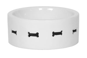 Pet Stop Store s bowl Stylish Porcelain White Bone Appetit Dog Bowl & Canister