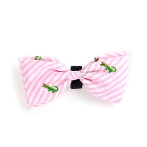 Pet Stop Store s Cute Pastel Pink Stripe Alligator Dog & Cat Bow Tie