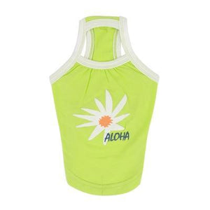 Pet Stop Store s lime green Fun Summer Aloha Cotton Tank Tops for Dogs