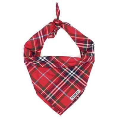Red , Black & White Plaid Tie Dog Bandana Accessory