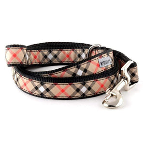 Pet Stop Store small 5'8 lead Fun & Stylish Bias Beige Plaid Dog & Cat Collar & Leash Included