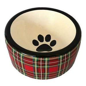Pet Stop Store Small Dish Red & Green Plaid Ceramic Bowl & Treat Kitchen Set at Pet Stop Store