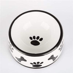 Pet Stop Store small round dish Stylish Ceramic Paw & Bone Black & White Pet Bowls & Treat Jars