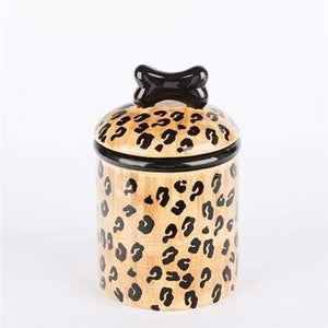 Pet Stop Store Small Treat Jar Stylish Leopard Print Bowls & Treat Jars