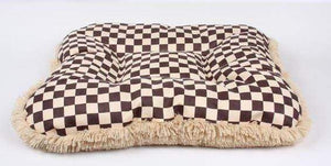 Pet Stop Store Square Windsor Checkered Dog Bed w/Camel Shag
