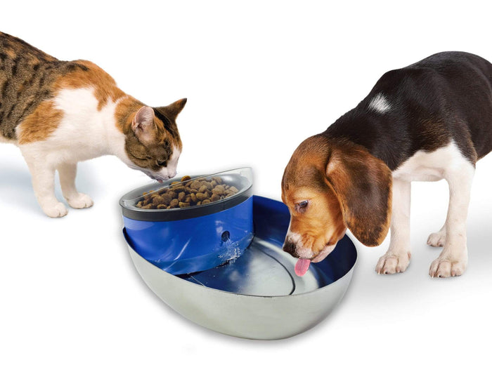 Stainless Steel & Plastic Food & Water Pet Station