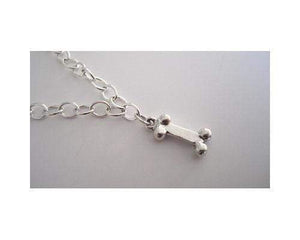 Pet Stop Store Sterling Silver Oval Link Dog Bone Bracelet