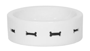Pet Stop Store Stylish Porcelain White Bone Appetit Dog Bowl & Canister