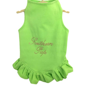 Pet Stop Store Teacup 2-3 lbs Lime Green Studded Southern Pup Flounce Dress