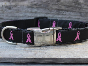 Pet Stop Store Teacup Collar / Black Breast Cancer Awareness Dog Collars Collection