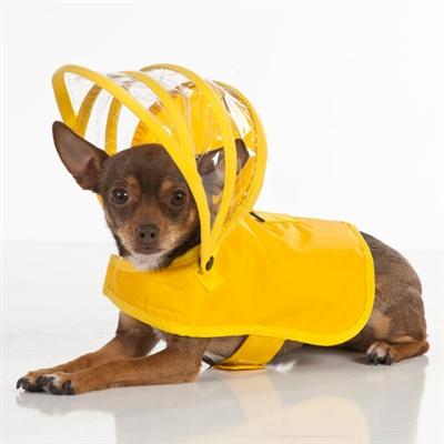 Modern, Functional Yellow Dog Raincoat with Hood