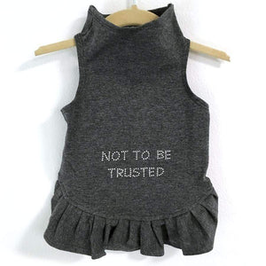 Pet Stop Store Teacup / Pink Gray Not be Trusted Flounce Dog Dress in All Sizes