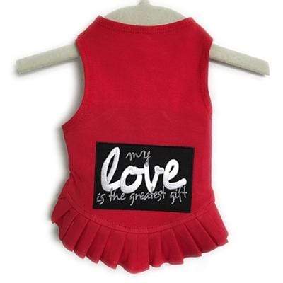 My Love Is The Greatest Gift Flounce Red Dog Dress at Pet Stop Store