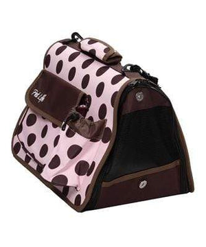 Pet Stop Store TSA Approved Pink & Brown Pet Carrier W/Built In Pouch & Water Bottle Holder
