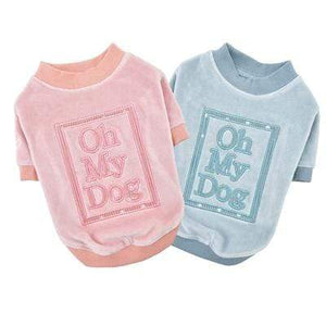 Pet Stop Store Warm & Cozy Baby Blue & Pink Oh My Dog Tee All Sizes