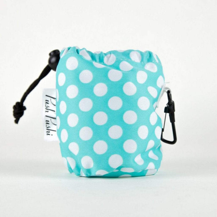 Water Resistant Pastel Blue & White Polka Dot Dog Treat Pouch