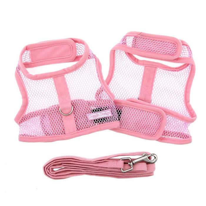Cute Pink Mesh Velcro Dog Harness with Leash