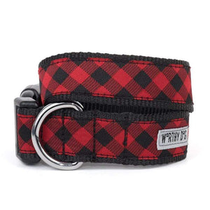 Pet Stop Store x-small dog collar Fun Bias Buffalo Red & Black Plaid Dog Collar & Leash
