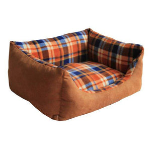 Pet Stop Store x-small Nano-Silver Blue & Brown Plaid Rectangular Indoor & Outdoor Dog Bed