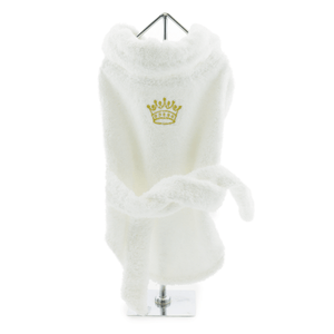 Pet Stop Store x-small Cute White Gold Crown Terrycloth Bathrobe for Dogs