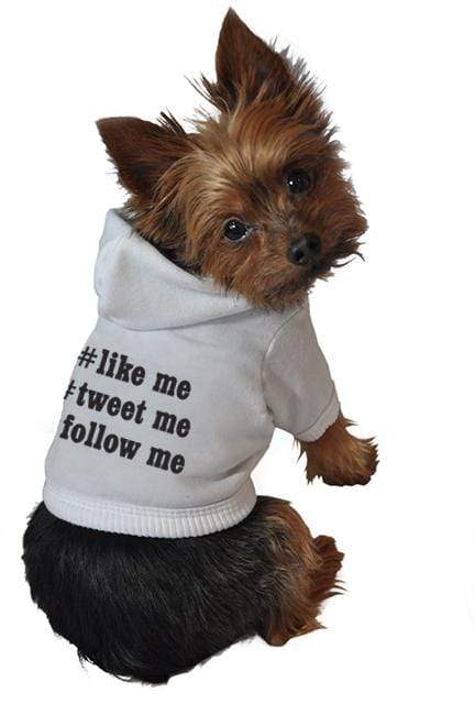 Like Me, Tweet Me, Follow Me Dog Hoodie in All Colors