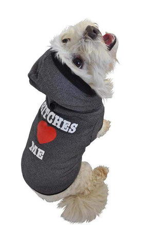 Pet Stop Store xs black Bitches Love Me Dog Hoodie in Colors Black & White