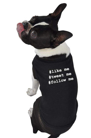 Pet Stop Store xs Like Me, Tweet Me, Follow Me Black Dog Tank