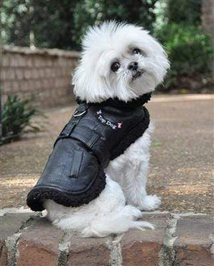 Pet Stop Store xs Black Top Vintage Flight Jacket & Leash for Dogs